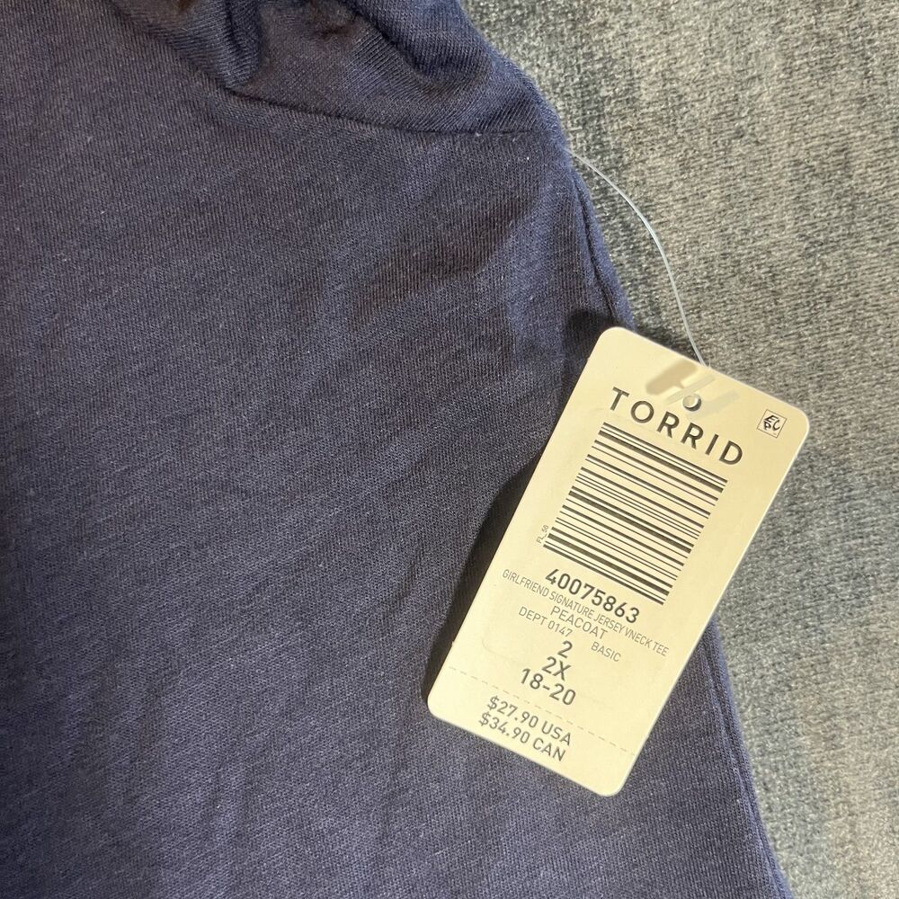 Torrid Girlfriend Signature Jersey V‑Neck Tee Women’s Size 2 2X 18‑20 Navy blue - Picture 4 of 8